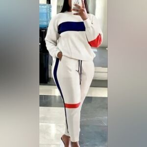 White Casual Long Sleeve Two Piece Set